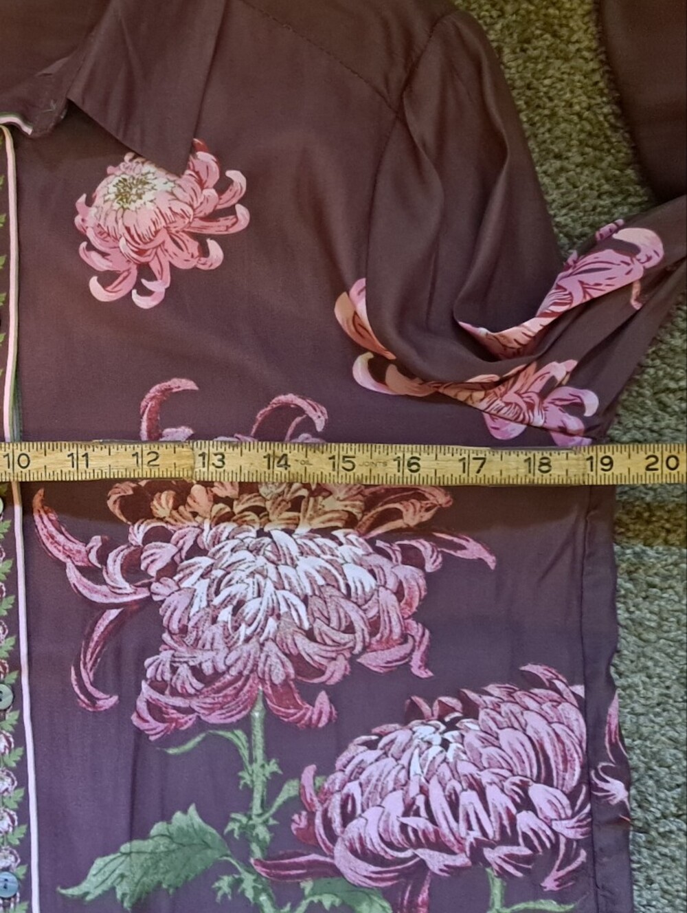 Rose & Olive button-down shirt vibrant pink and green Floral Pattern - Picture 14 of 16